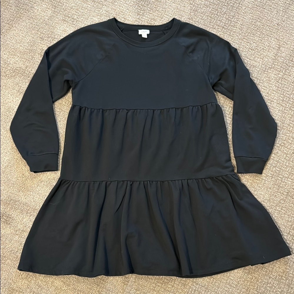 J. Crew Factory Tiered Sweatshirt Dress with Long Cuffed Sleeves
